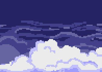 cloud in the sky with pixel art style vector background