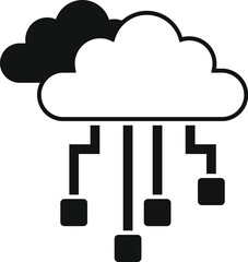Simplistic vector graphic representing cloud computing and data networking with connecting lines and squares