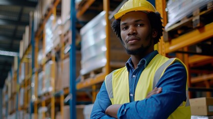 Confident Worker in Warehouse Setting