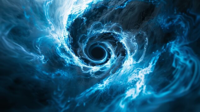 A blue water vortex with a white swirl