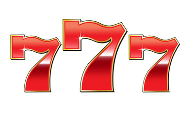 Casino 777 in colourful red isolated on white or transparent background