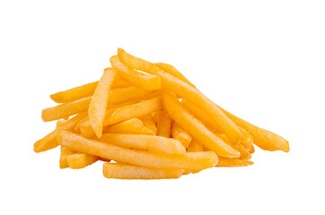 Crispy golden french fries isolated on white