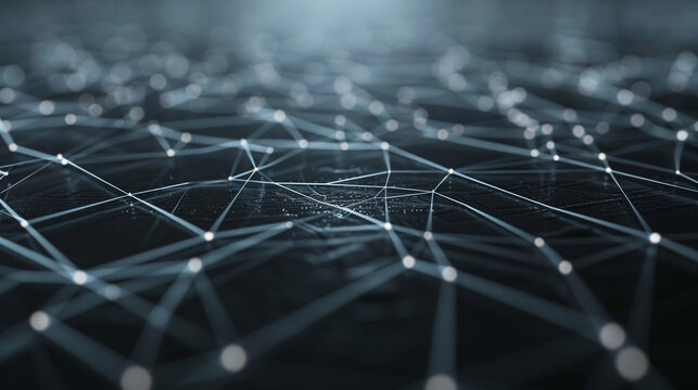 Minimalist logistics tech landscape defined by dark slate grey network paths,