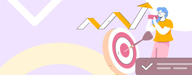 Fototapeta premium Marketing planning business characters flat vector concept operation hand drawn illustration 