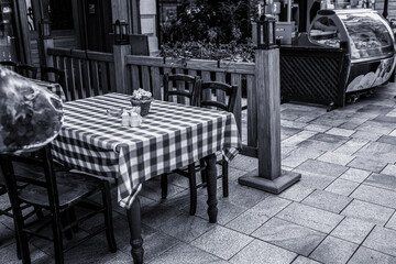 Restaurant outdoor terrace in Budapest,Hungary.