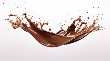 Delicious chocolate splash on isolated white background, tempting gourmet food concept illustration