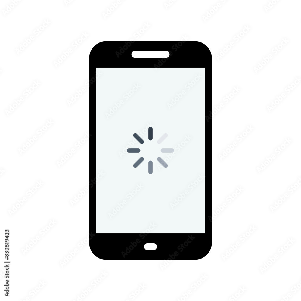 Poster loading on phone screen icon. buffer on cellphone display concept