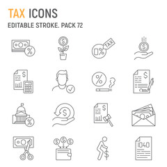 Tax line icon set, taxation collection, vector graphics, logo illustrations, tax vector icons, finance signs, outline pictograms, editable stroke