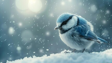 Beautiful little bird in the snow
