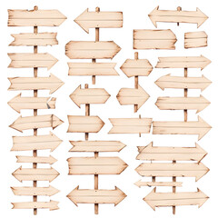 PNG set of wooden signs