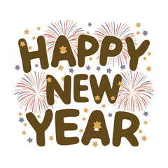 Happy New Year typography or caligraphy