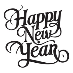 Happy New Year typography or caligraphy