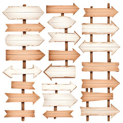 PNG set of wooden signs