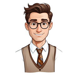 PNG businessman with glasses isolated