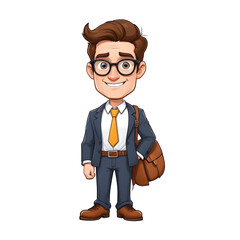 PNG cartoon businessman with glasses