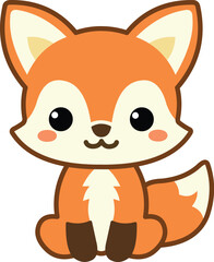 Cute fox in a kawaii style