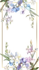 Obraz premium A delicate floral frame with a gold border The frame features clusters of roses in various colors