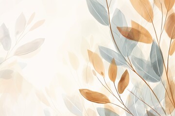 Abstract botanical illustration with delicate leaves in soft brown and gray shades, perfect for modern, elegant, and nature-inspired designs.
