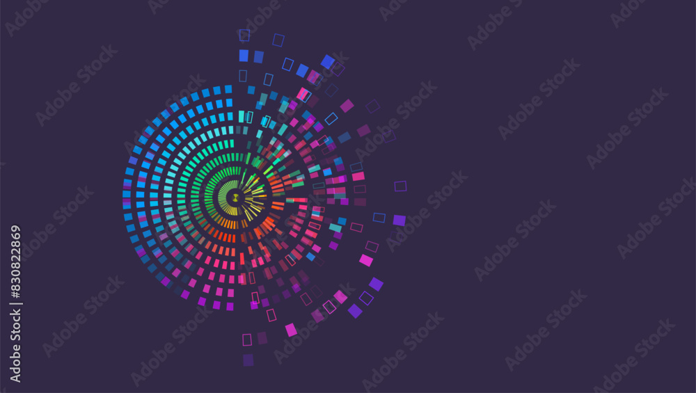 Leinwandbilder Vector illustration, information flow on a dark background. Artificial intelligence, machine learning. Visualization of sorting a large amount of data. The process of analyzing information.