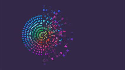Vector illustration, information flow on a dark background. Artificial intelligence, machine learning. Visualization of sorting a large amount of data. The process of analyzing information. © arthead