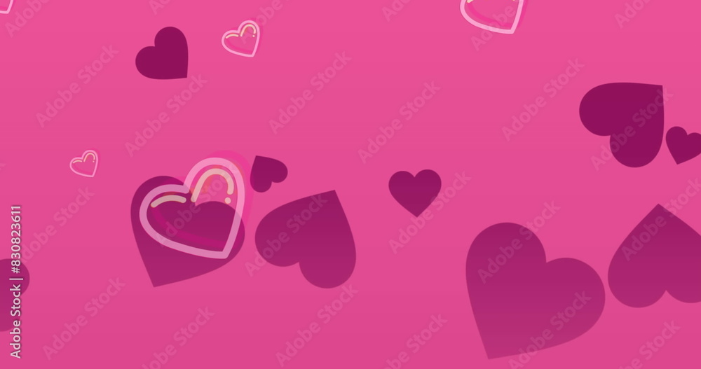 Poster image of multiple heart icons floating against copy space on pink background