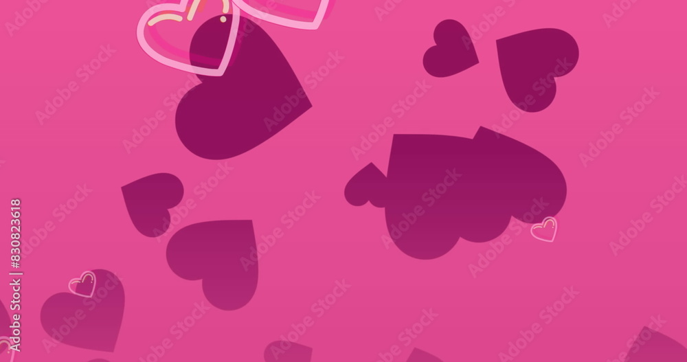 Poster image of multiple heart icons floating against copy space on pink background