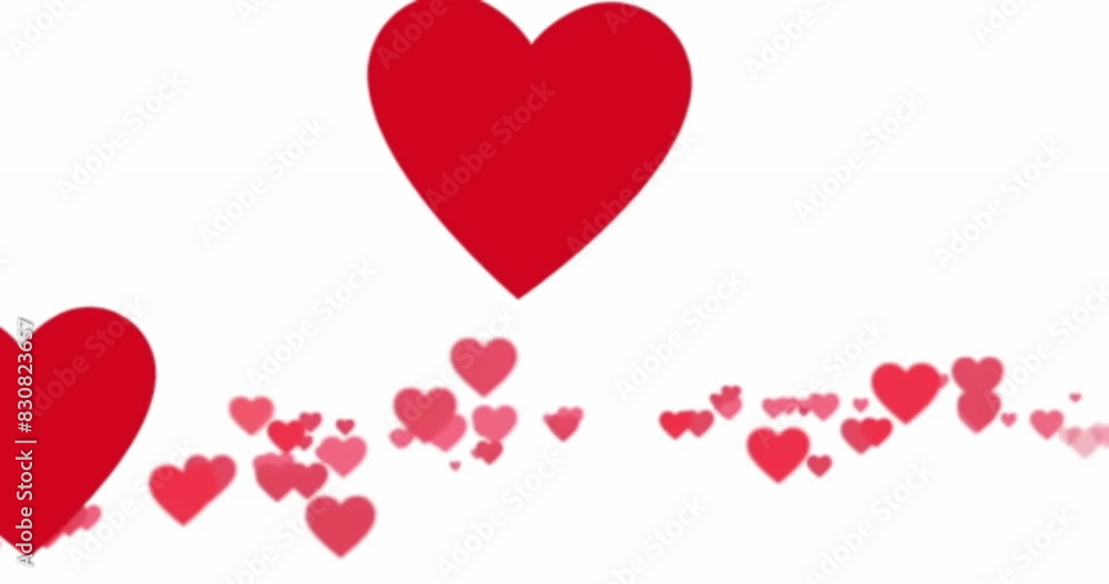 Aufkleber image of multiple pink and red heart icons floating against copy space on white background