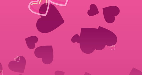 Image of multiple heart icons floating against copy space on pink background