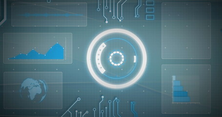 Image of scope scanning and data processing over circuit board