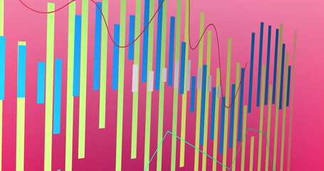 Image of multicolored multiple graphs against pink background