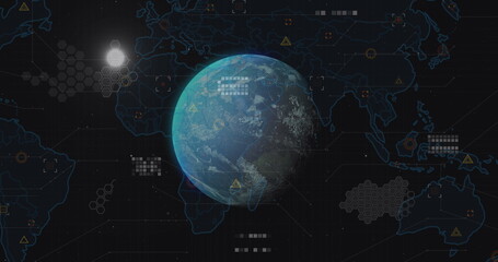 Image of data processing over globe