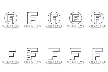 collection logo letter F, Abstract letter F logo design. icons for business
