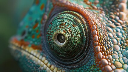 A detailed view of a chameleon's tongue extended, capturing the texture and speed of the movement, with its vibrant body in the background.