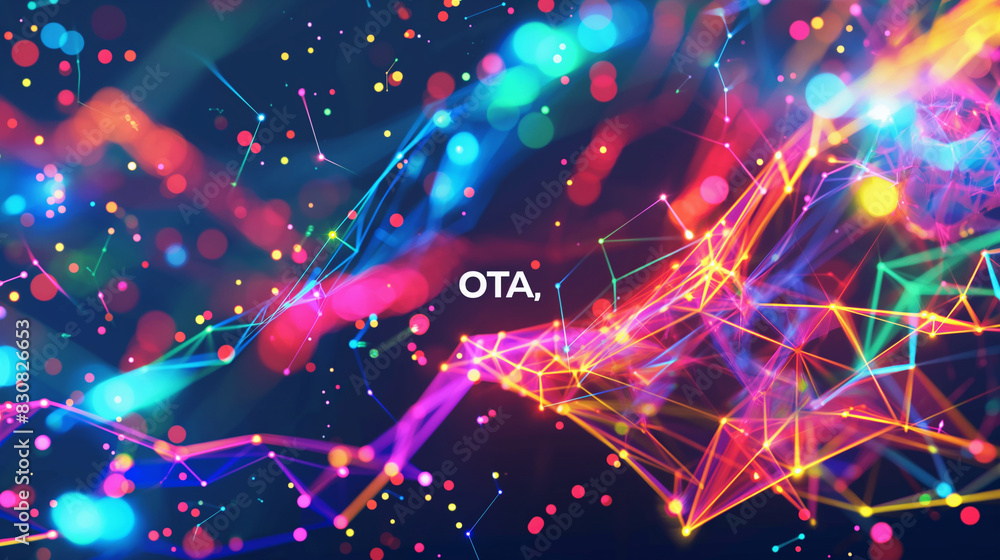 Poster a dynamic and colorful data stream surrounding 