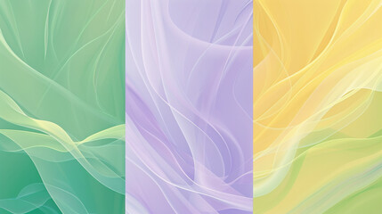 Spring-colored vector backgrounds in green, lilac, and yellow for a fresh abstract look,