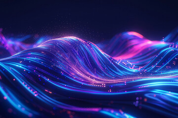 Technology data background glowing particles abstract futuristic and technology digital wave particles glowing background, 3D rendering