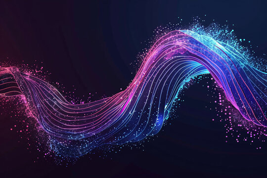 Technology data background glowing particles abstract futuristic and technology digital wave particles glowing background, 3D rendering