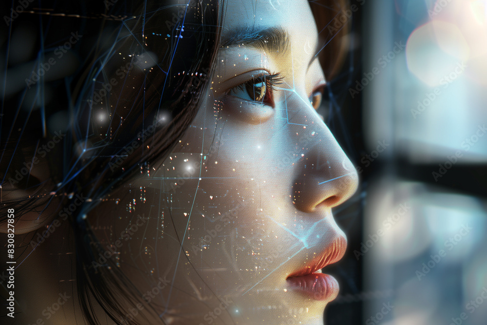 Aufkleber human face with algorithm