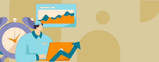 Marketing planning business characters flat vector concept operation hand drawn illustration
