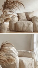 a cozy modern interior with a captivating home mock-up set against a stylish background, inviting viewers to envision themselves in a space that blends contemporary design with inviting coziness.