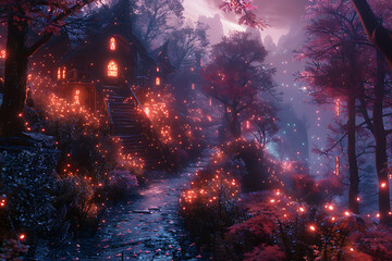 A captivating and mysterious image showcasing the manifestation of mystical powers, evoking the enchanting essence of fairy tales and magic through ethereal light and surreal elements