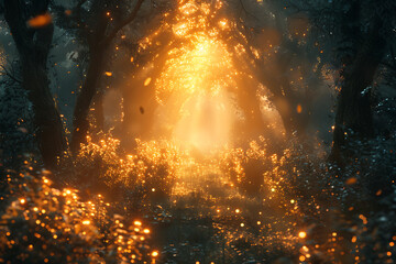 A captivating and mysterious image showcasing the manifestation of mystical powers, evoking the enchanting essence of fairy tales and magic through ethereal light and surreal elements