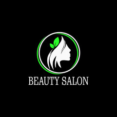 Woman's face design concept for beauty salon isolated on black background 