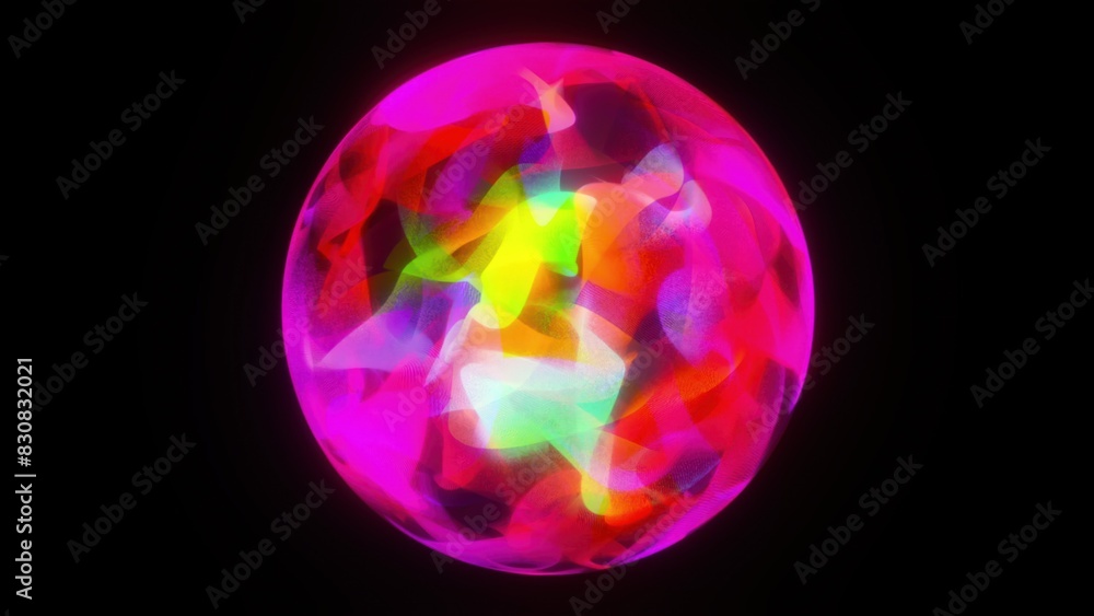 Poster magic particle sphere. computer generated 3d render