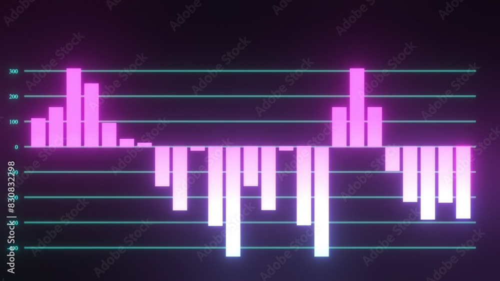 Aufkleber glow bar chart. computer generated 3d render