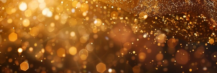 Golden glitter background with hexagonal sparkles in various shades of gold, creating a festive and luxurious atmosphere, ideal for holiday decorations, invitations, and celebratory designs

Golden gl