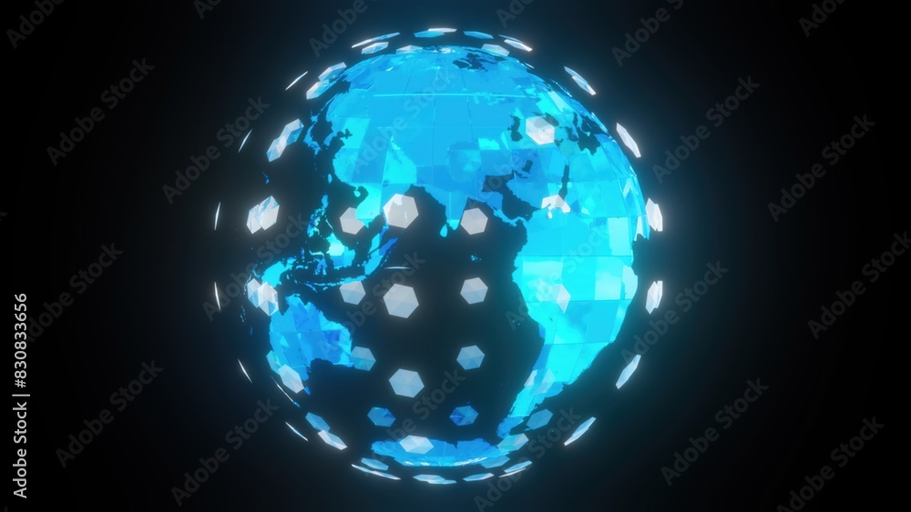 Poster triangles digital earth. computer generated 3d render