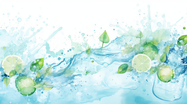 leamon and leafs watercolor background