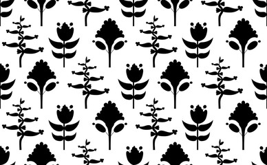 Floral abstract seamless pattern, floral element, Background composed of abstract flowers silhouette