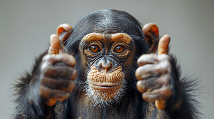 Chimpanzee Showing Thumbs Up